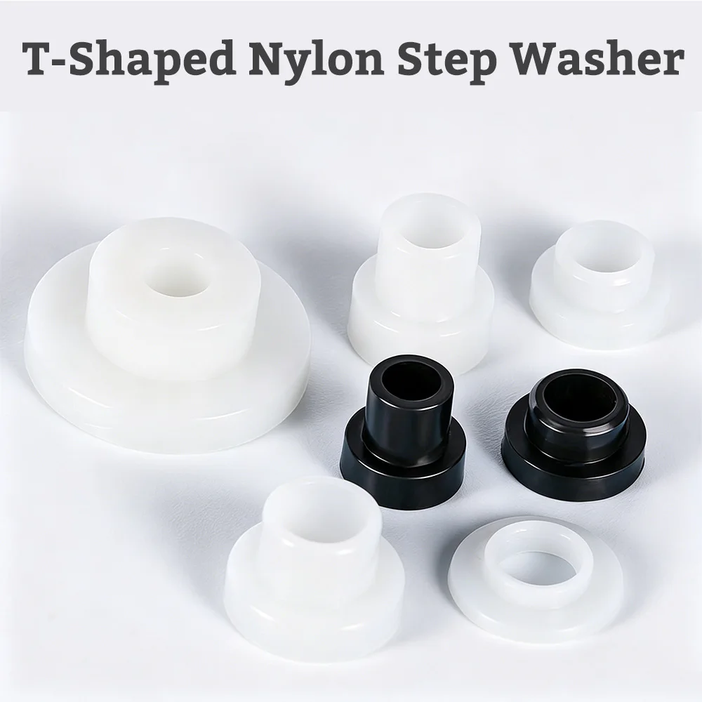 T-Shaped Nylon Step Washer – Plastic Concave/Convex Screw Bushing Insulating Spacer for M2 M3 M4 M6 M8 M10 M12 Screw Black/White