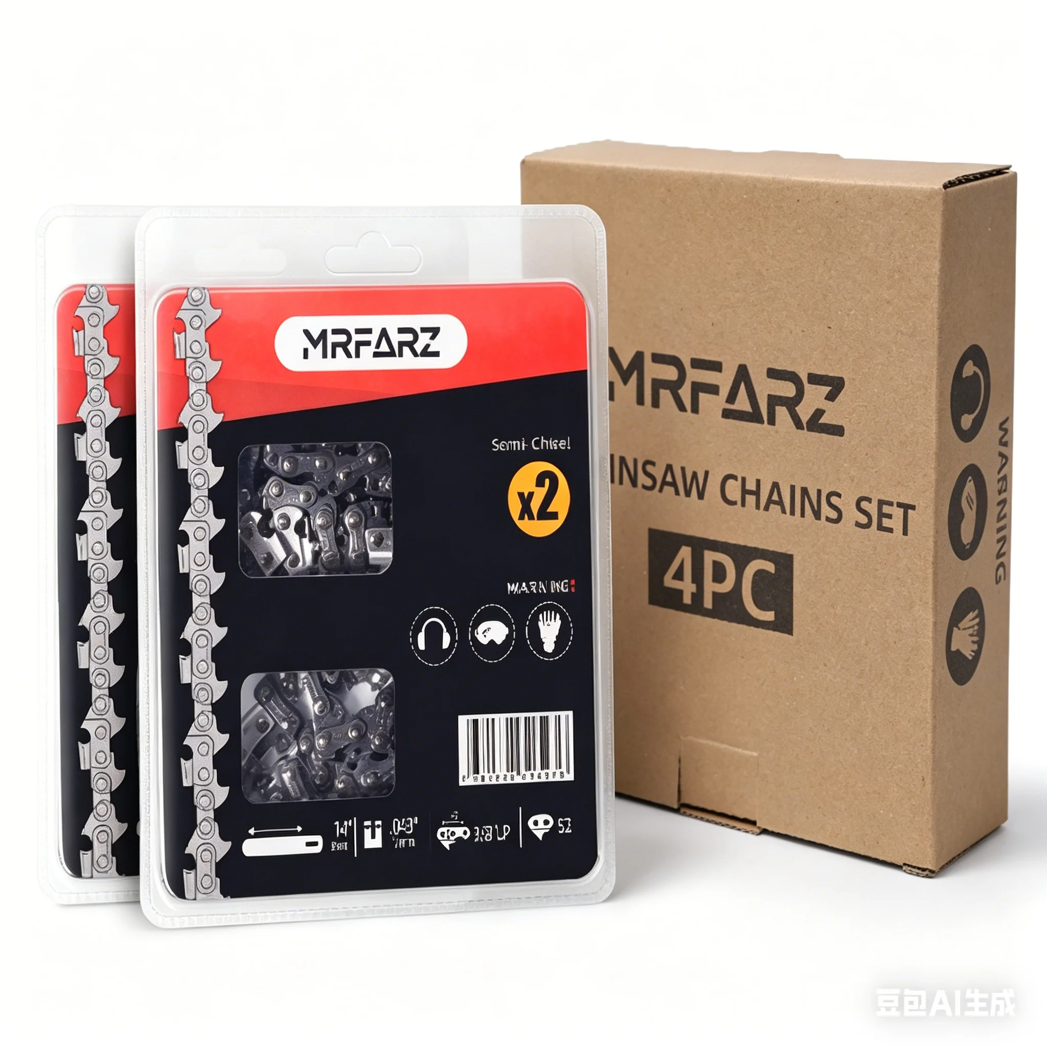 MRFARZ 4-Pack Chainsaw Chain 14 Inch 3/8