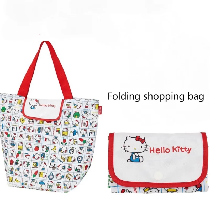 

New Sanrio Hello Kitty Portable Foldable Tote Bag Kawaii Waterproof Shopping Bag Large Storage Bag Shopping Bag Girl Handbag