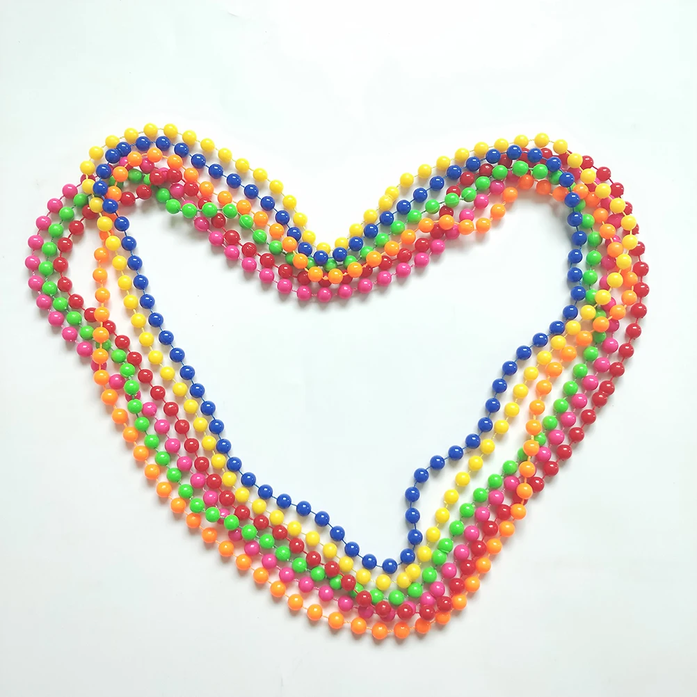 

6Pcs Neon Beaded Necklace for 80S Party Accessories 80Cm Length Fashion Forward Design Suitable Hen Night Costume Decoration