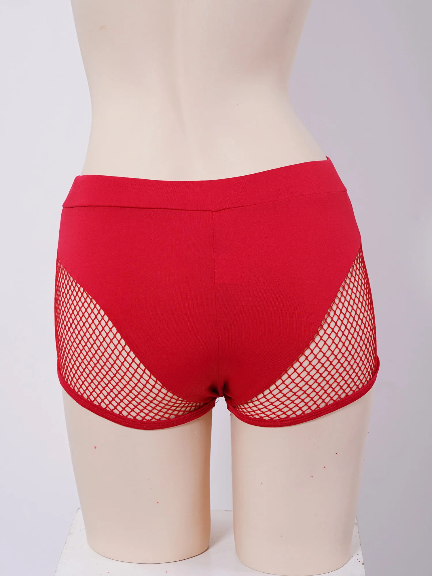 Womens Hollow Out Fishnet Booty Shorts Sexy Lingerie Mid Waist Stretchy Hot Pants for Sports Fitness Yoga Pole Dancing Swimming