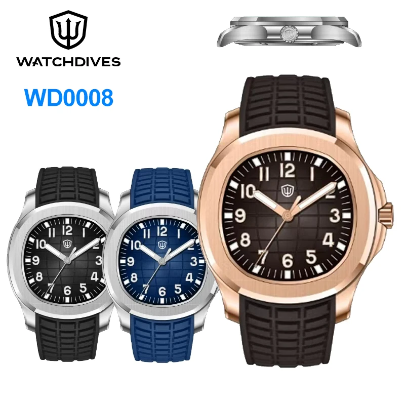 Watchdives WD0008 Men's Watch VH31 Sweep Second Quartz Movement 100m Waterproof Vintage Watches BGW9 Luminous Sapphire Watches