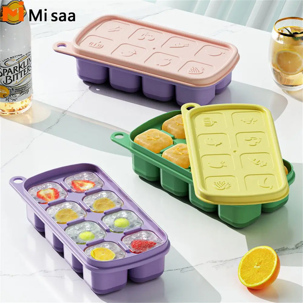 Ice Box Reusable Quick Freezing Creative Food Grade Silicone Kitchen Tools Accessories Ice Block Mold With Lid Internet Red