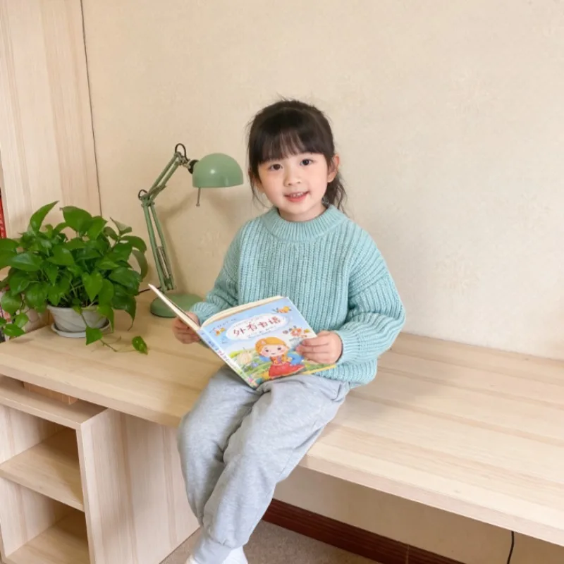 

Korean Style Baby Sweater Pure Color Long Sleeve Knitted Top for Girls Outfit Essential Soft Warm Comfortable