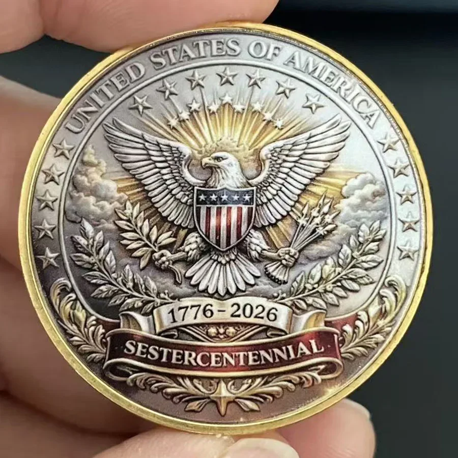 Colección de Monedas Conmemorativas del 250 Aniversario del Día de la Independencia de EE. UU., Moneda Conmemorativa del Águila Americana, Libertad Militar