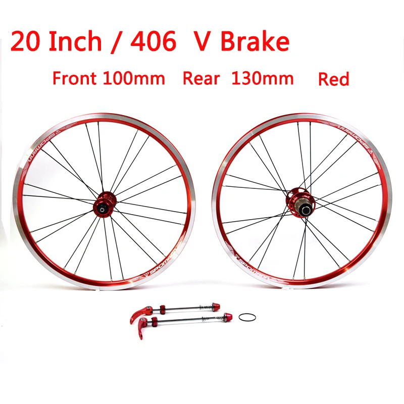 Brand New 3 Colors 20 Inch 406mm Folding Small Wheels Bike Alloy Bmx Bicycle Clincher Rims Wheelset MTB 20er 100/130