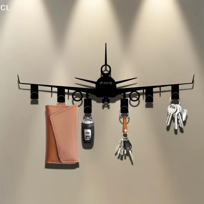 Metal Airplane Key Rack, Wall-mounted Key Holder Organizer For Entryway Storage, Black Durable Jewelry Hook, Office & Front