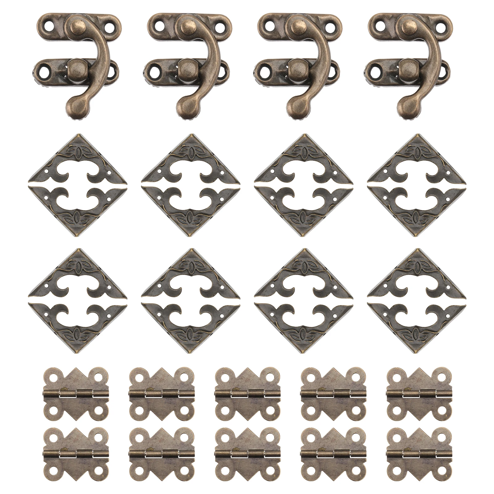 

1set 1Set Retro Wood Box Latch Buckle Decorative Lock Iron Corner Protector Packing Hasp Sturdy