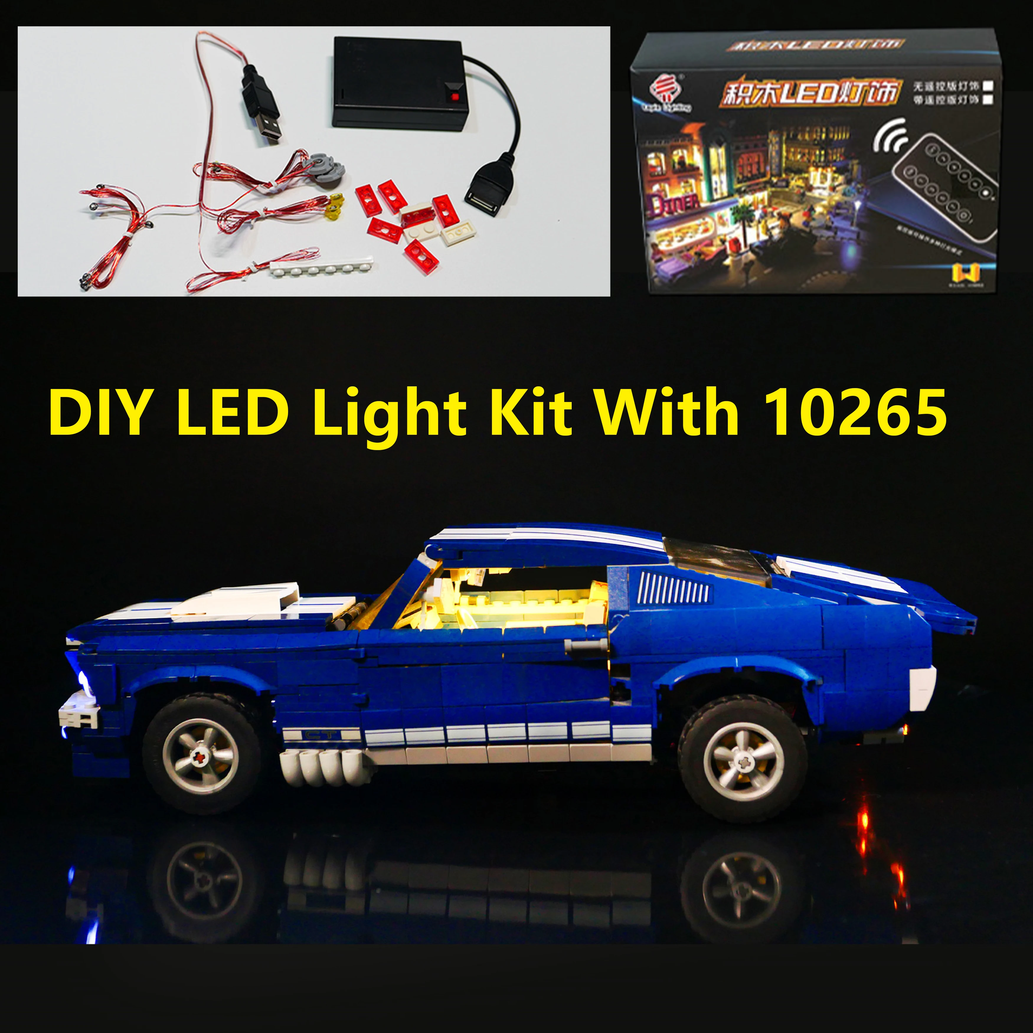 

10265 Racing GT Car Building Block LED Lighting Kit Remote Control Accessories Creative Display Toy for Player Fans