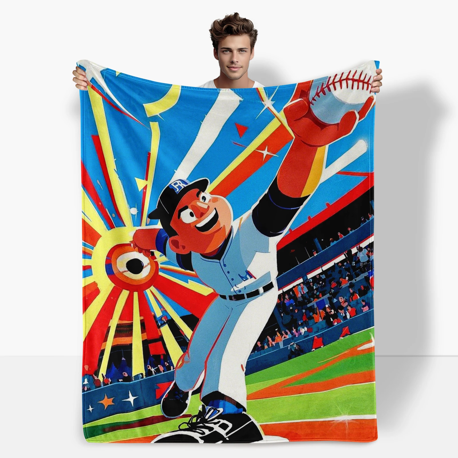 Cartoon Baseball Athlete Theme This Blanket Combines Sports Passion With Cozy Comfort For Loved Ones