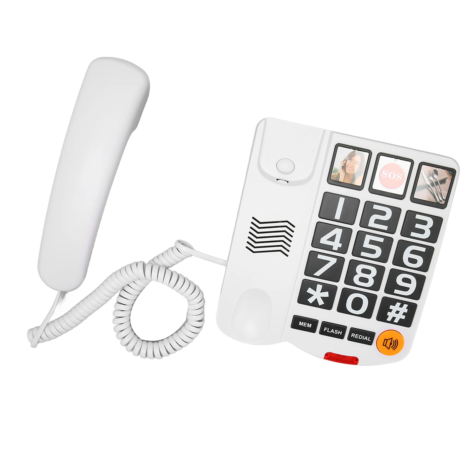 هاتف بأزرار كبيرة لكبار السن ، متعدد الوظائف ، لمسة واحدة ، اتصال بالأيدي ، هاتف أرضي بسلك ، سطح مكتب ثابت