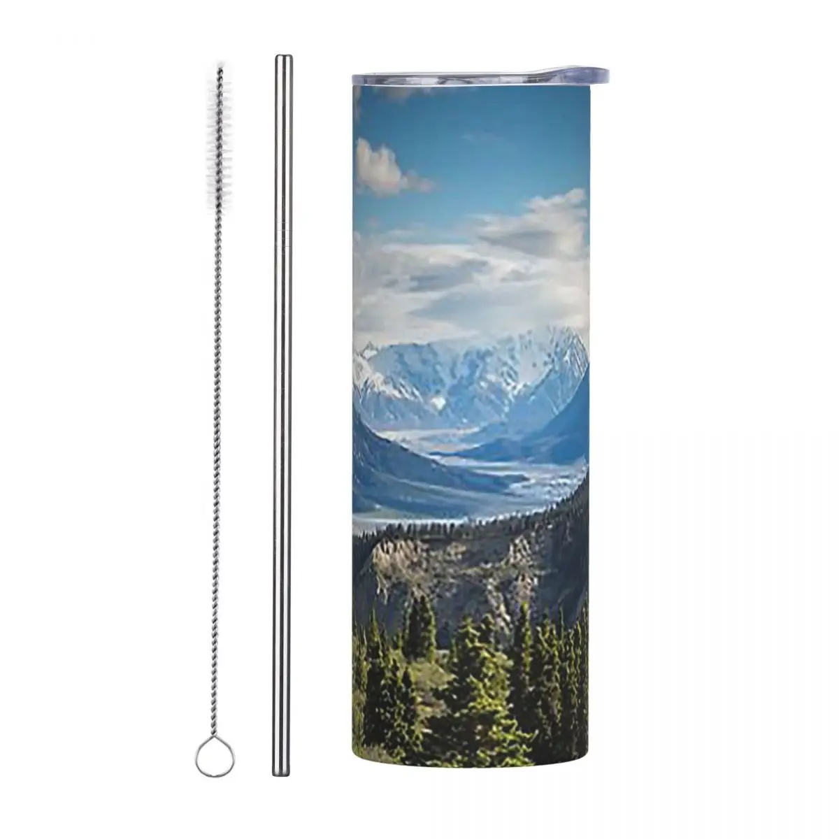 Forest Mountains River National Park Stainless Steel Tumbler Vacuum Insulated Mug Thermal Cold Bottle Straw With Lid 20oz