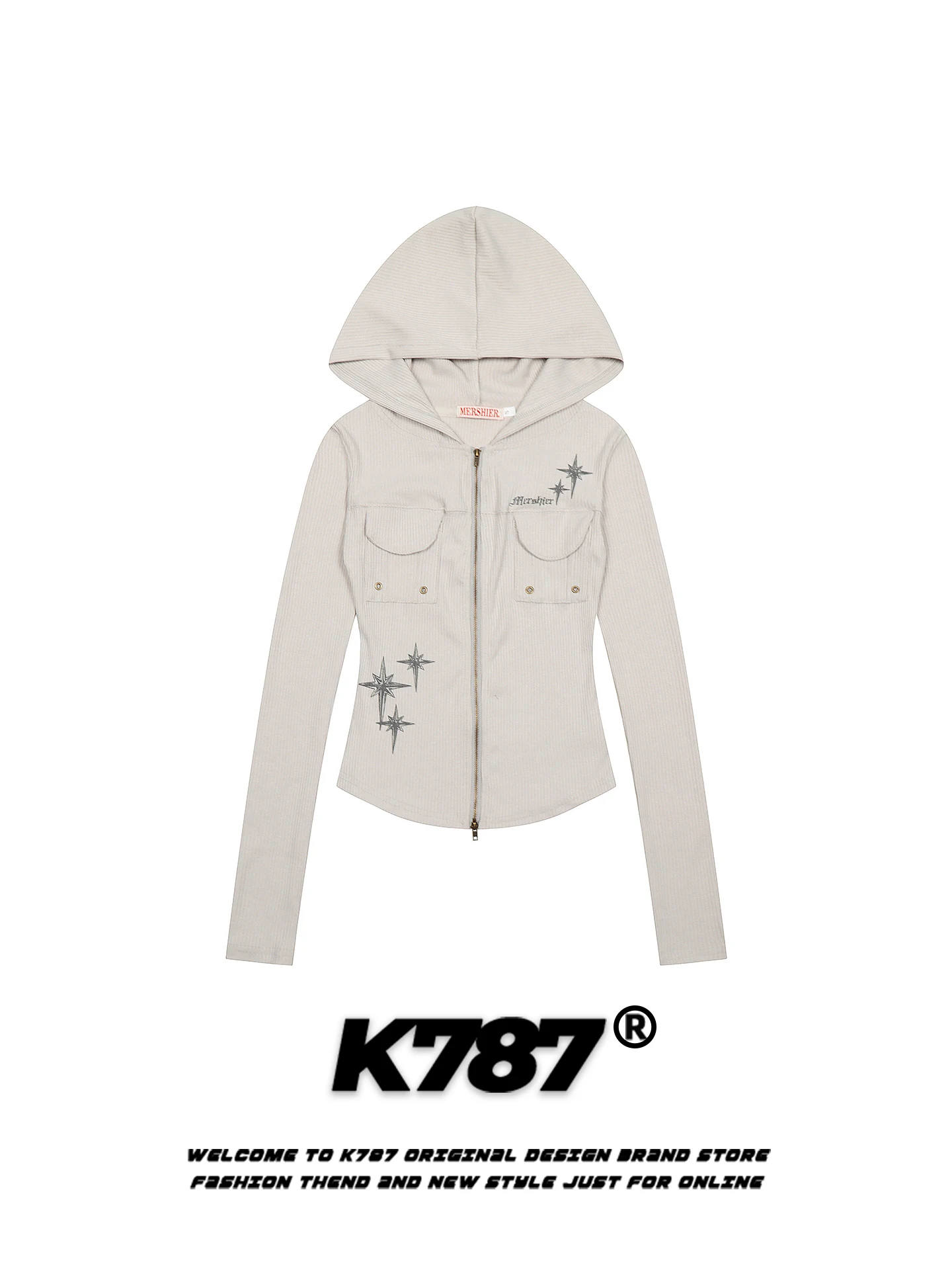 

Кардиган-худи K787 в американском ретро-готическом стиле, женский, приталенный, повседневный, с капюшоном, укороченный, с эффектом похудения