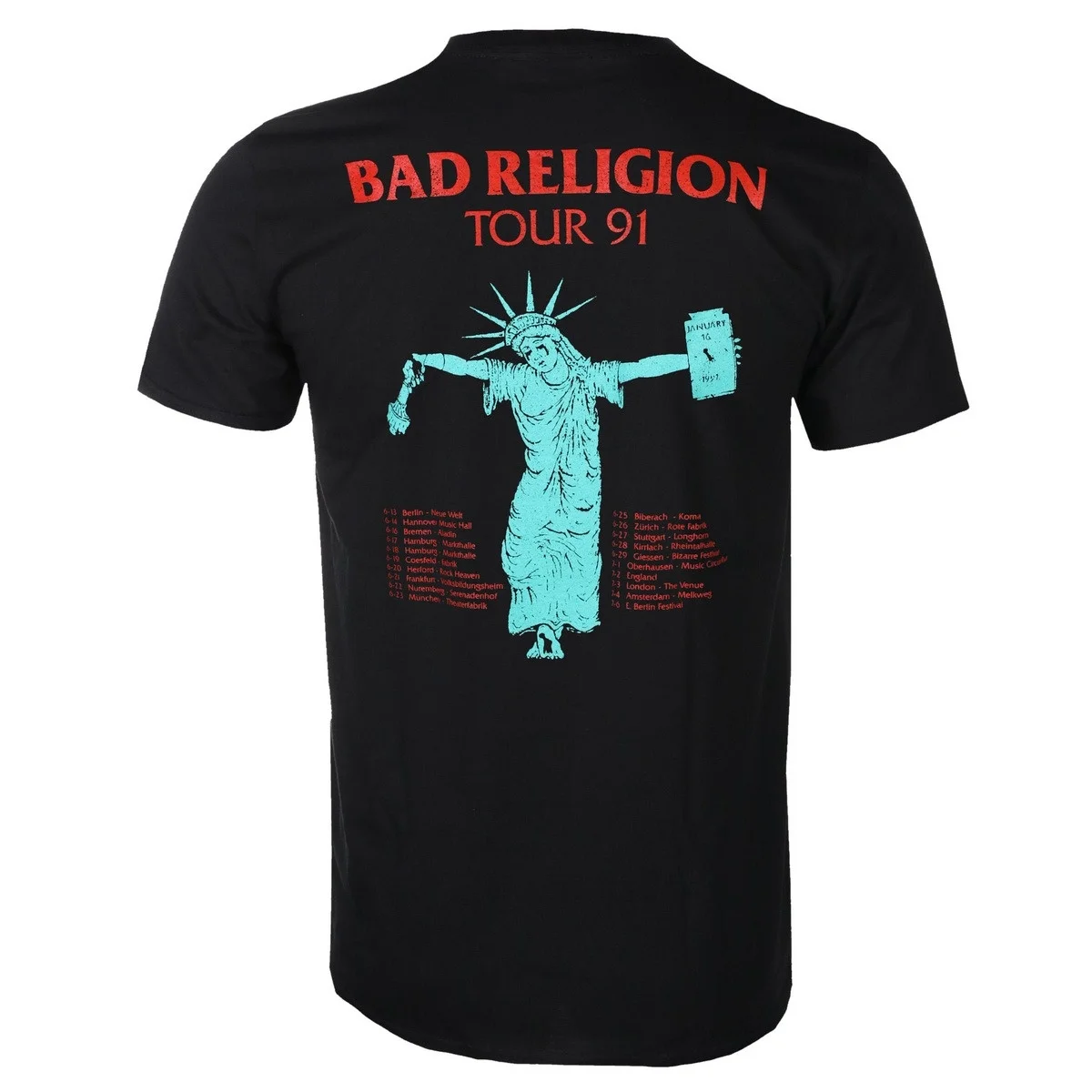 Old School Punk Streetwear T Shirt Bad Religion 1991 Tour Art Front Back Print Men Women Retro Hardcore Rock Band Short Sleeve