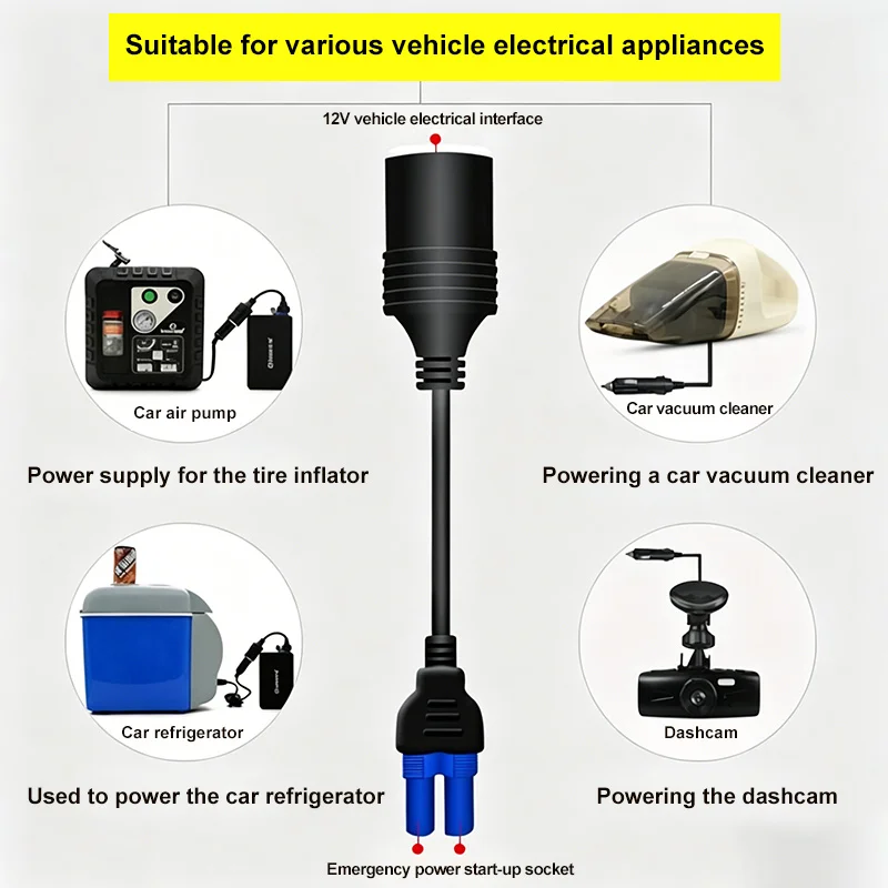 24V EC5 to OBD Car Power Cord EC5 Male Female 2.5 Square Multi-function Connector DC 12V 0.3-2 Meters Cigarette Lighter Adapter