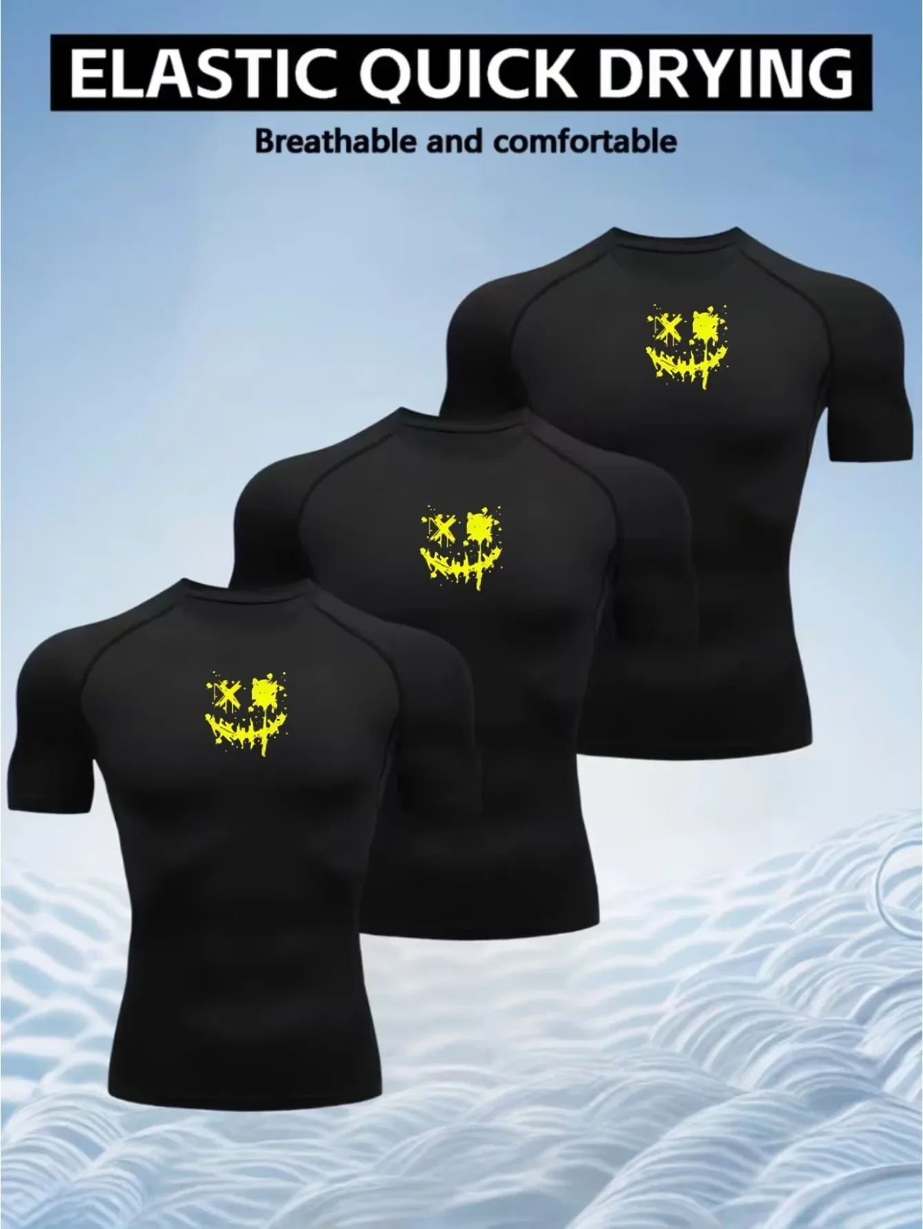 Triplet Men's Compression Printed T Shirt Summer Sportswear Running T-shirt Elastic Quick Dry Sport Gym Fitness TShirts Men