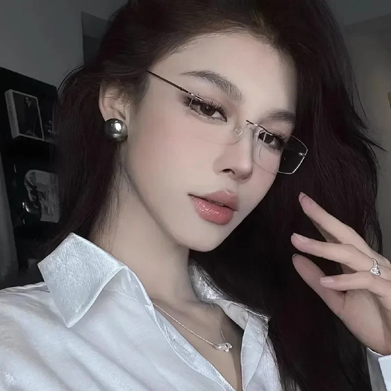 

KLASSNUM Women Men Rimless Myopia Glasses Anti-blue Light Metal Frame Spectacles Diopter Minus 0-1.0-1.5-2.0-2.5-3.0-3.5-4.0-6.0