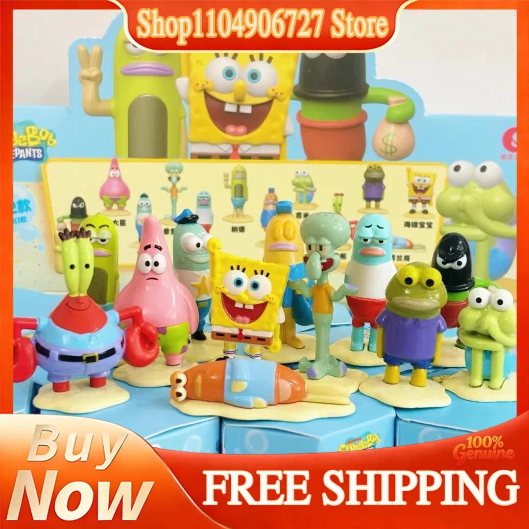 Caja Sorpresa de Figuras de Aleación de Bob Esponja, Serie de Dramas de la Vida Marina, Adornos Coleccionables para Escritorio, Regalos Navideños para Niños y Adultos
