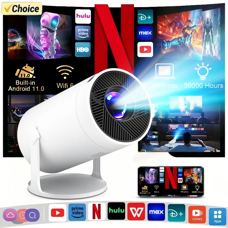 

Уличный LED-проектор 4K с Wi-Fi, 1080P HD для домашнего кинотеатра, проекции видео, фильмов и видеоигр