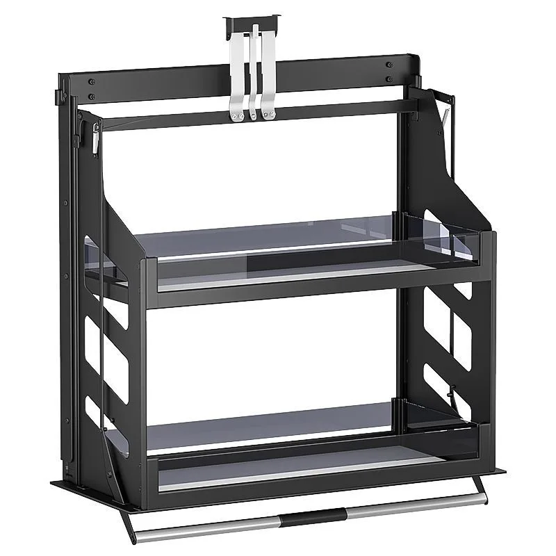 Vertical pull-out basket kitchen vertical pull-down seasoning basket elevator buffer storage rack