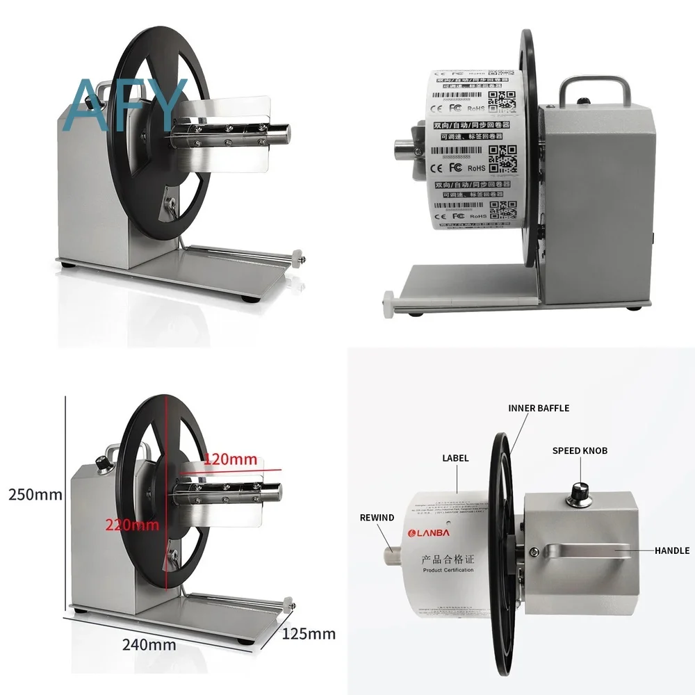 Automatic Label Rewinder for Q6 Barcode Printer Roll Paper Rewinder with Speed Control Self Adhesive Label Two Way Rewinding