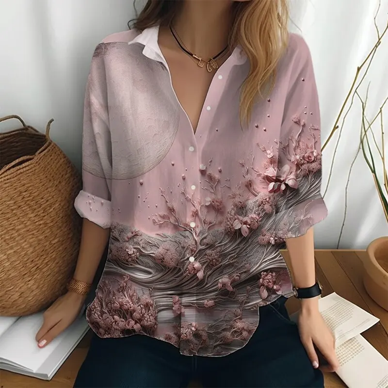 Urban Elegant Women Shirts & Blouses Pink Casual Loose Long Sleeve Shirt High -quality Female Clothin Temperament Tops Shirts