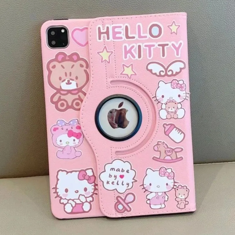 

Чехол для iPad Hello Kitty в стиле аниме, для моделей Pro 11 дюймов, 12.9 дюймов, Air 1, 2, 3, милый мультяшный чехол с поворотом на 360°, складной защитный чехол-оболочка, подарок для девочки, чехол-игрушка