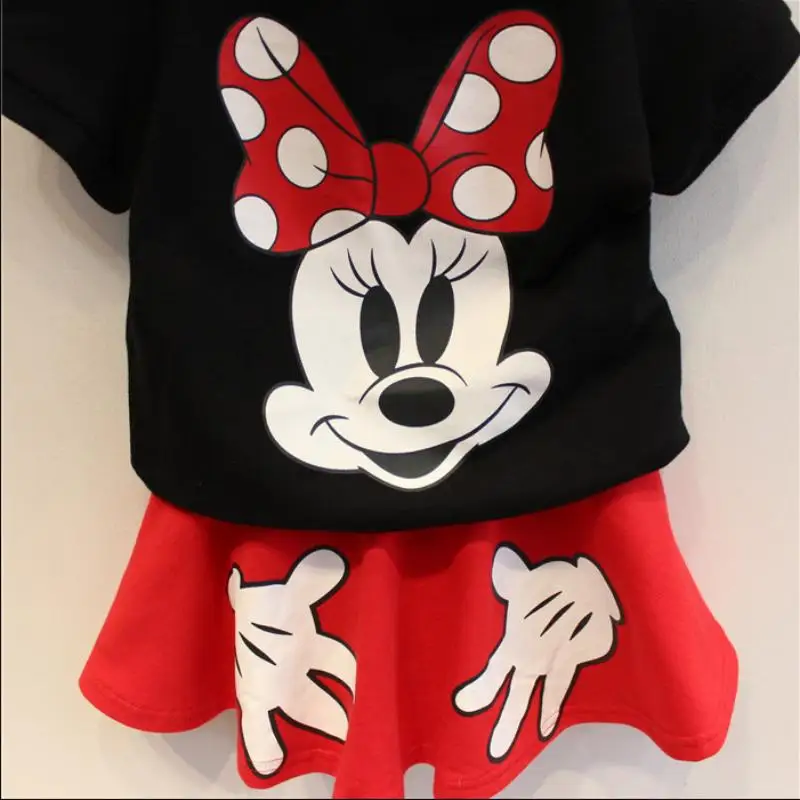 Children\'s suit clothing Mickey Mouse short sleeved skirt girl two-piece set Girls Summer  T-shirt  Shorts Fashion Comfort set