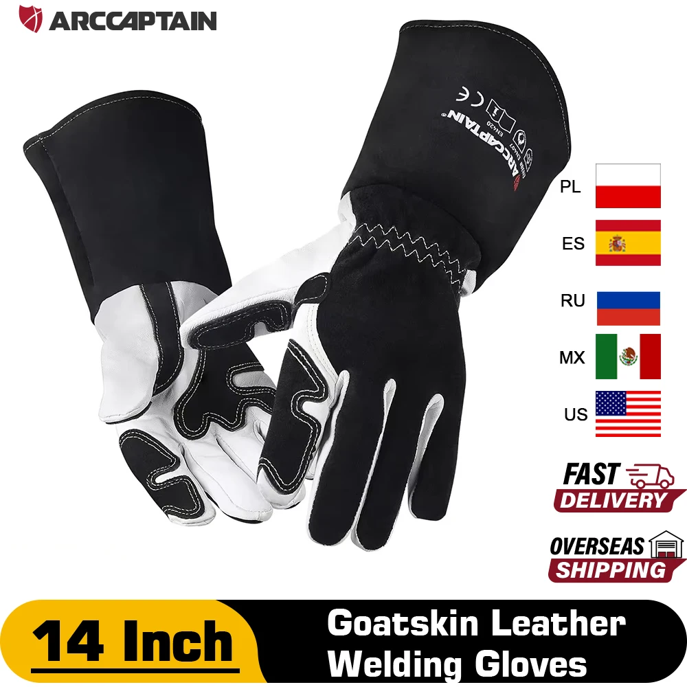 ARCCAPTAIN 14Inch Welding Glove Multifunctional Works Heat Resistant Mig/Stick/Tig Welder/Grill/Stove/BBQ Protective Gloves