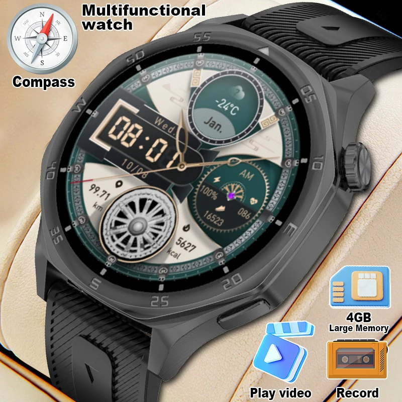 

New Smart Watch Men 4GB Memory MP3 MP4 Local Music Clock 1.48 inch AMOLED Screen Fitness Tracker Health Smartwatch For Men Women
