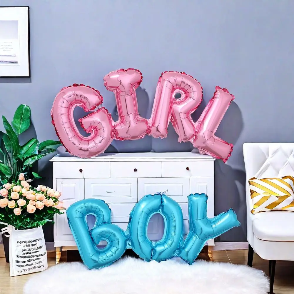 2Pcs Boy Girl Large Balloons Letters Foil Helium Balloons Pink Blue Colors Gender Reveal Party Decoration Baby Shower Supplies