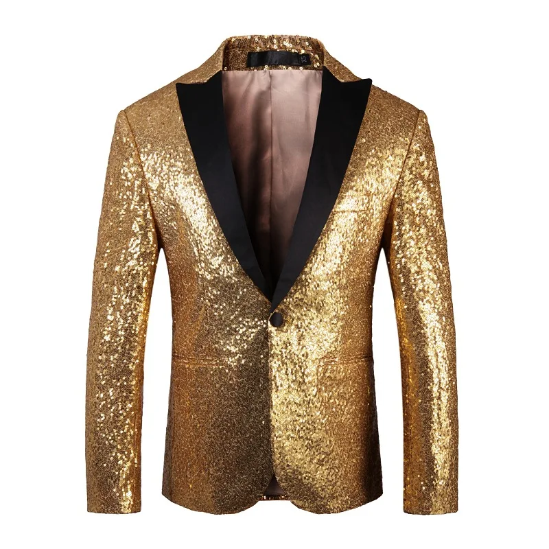 

2023 Men's Dance Color-Blocking Sequin Suit Jacket Colorful Stage Performance Photo Studio Photography blazer