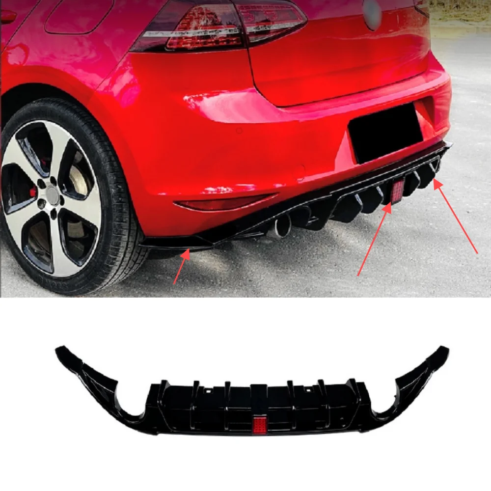 For four door hatchback Volkswagen Golf 7 MK7 GTI rear bumper safety spoiler splitter rear lip 2013-2016