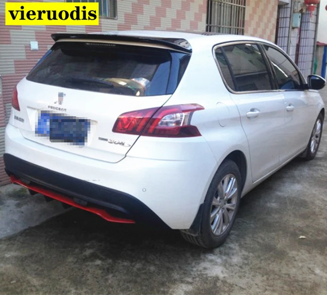 High Quality Abs Plastic Primer Color Car Tail Wing Decoration Rear Trunk Spoiler For Peugeot 308 2014-2015