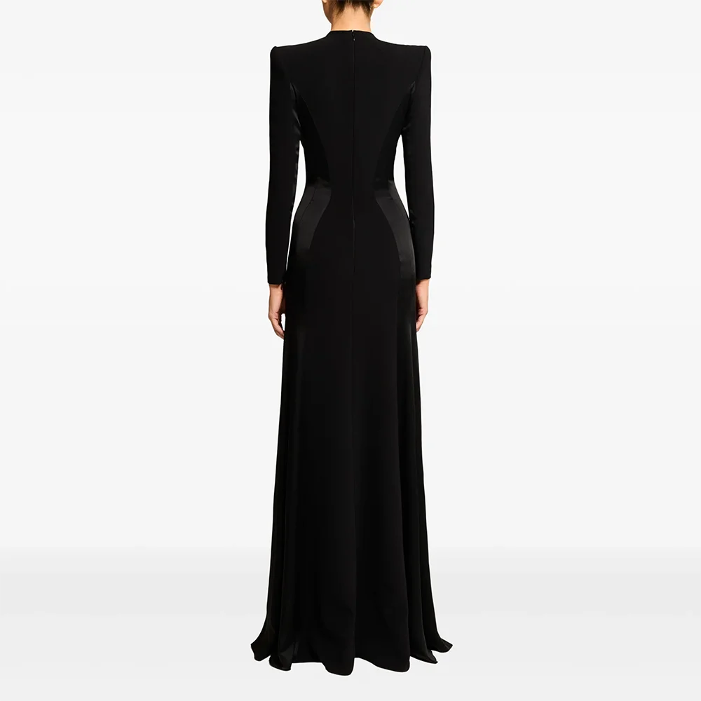 فساتين سهرة طويلة مخصصة باللون الأسود على شكل حرف V أنيقة للمناسبات الرسمية فساتين حفلات كريستال 2025 بطول الأرض فساتين لحضور الحفلات الموسيقية