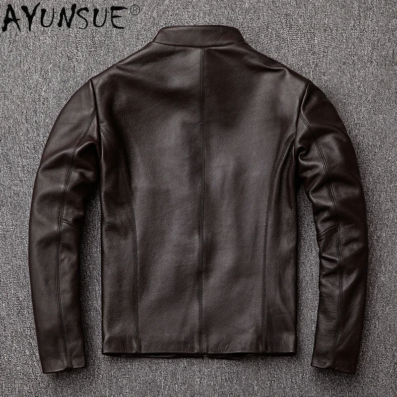 AYUNSUE-chaqueta de cuero genuino para hombre, abrigo Bomber de vaca, ropa de otoño, 100%, 2024