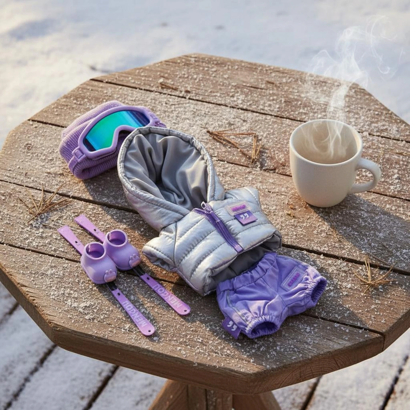 Soft Doll Ski Set Goggles and Headphones Doll Ski Outfit Collector Grade Hand Wash Safe for Display, Photo Session