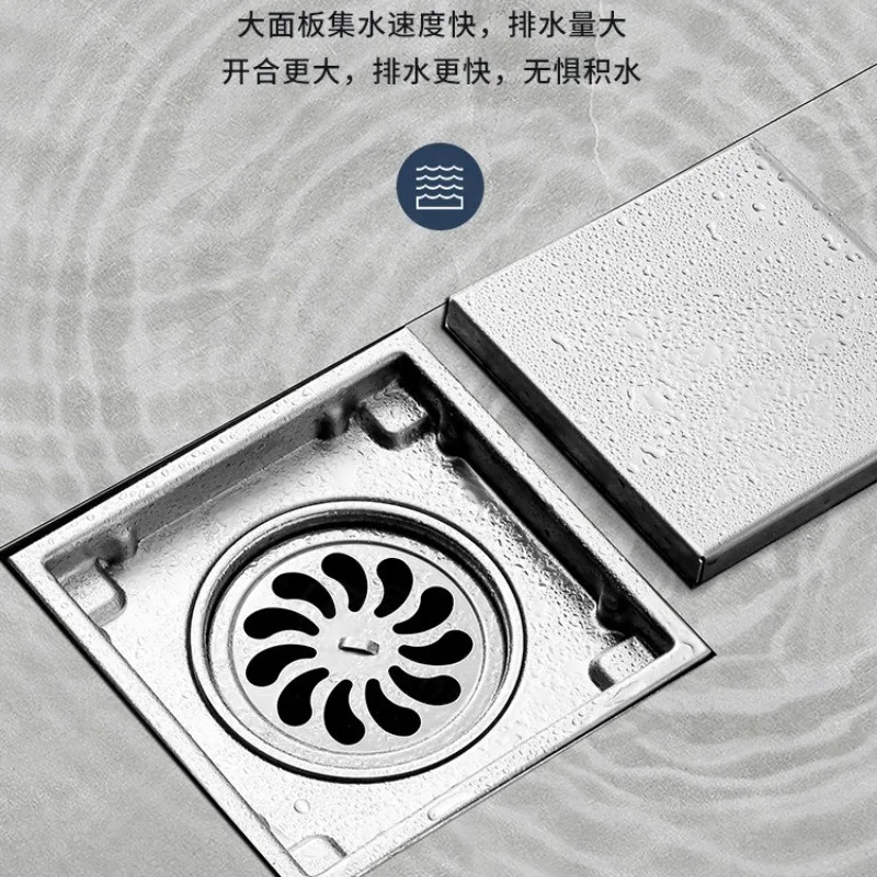 Commercial Bathroom Shower Room 304 Stainless Steel Invisible Drain Deodorant Floor Drain for Bathroom Balcony