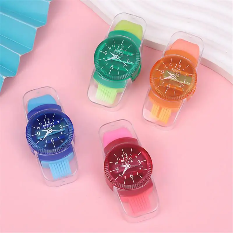 3 in 1 Pencil Sharpener Classroom Prize Cartoon Watch Pencil Cutting Tool with Eraser Brush Creative Sharpener School Supply