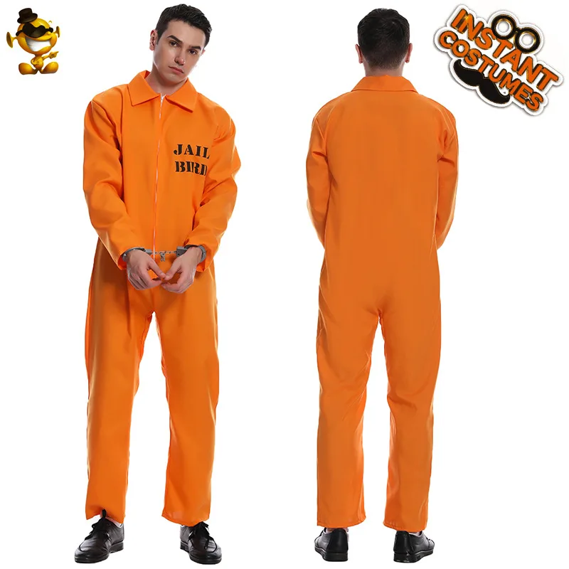 Halloween Funny Unisex Jail Costumes Uniforms Costume Men Women Couple Prisoner Cosplay Party Suit RolePlaying Jumpsuit Onesie