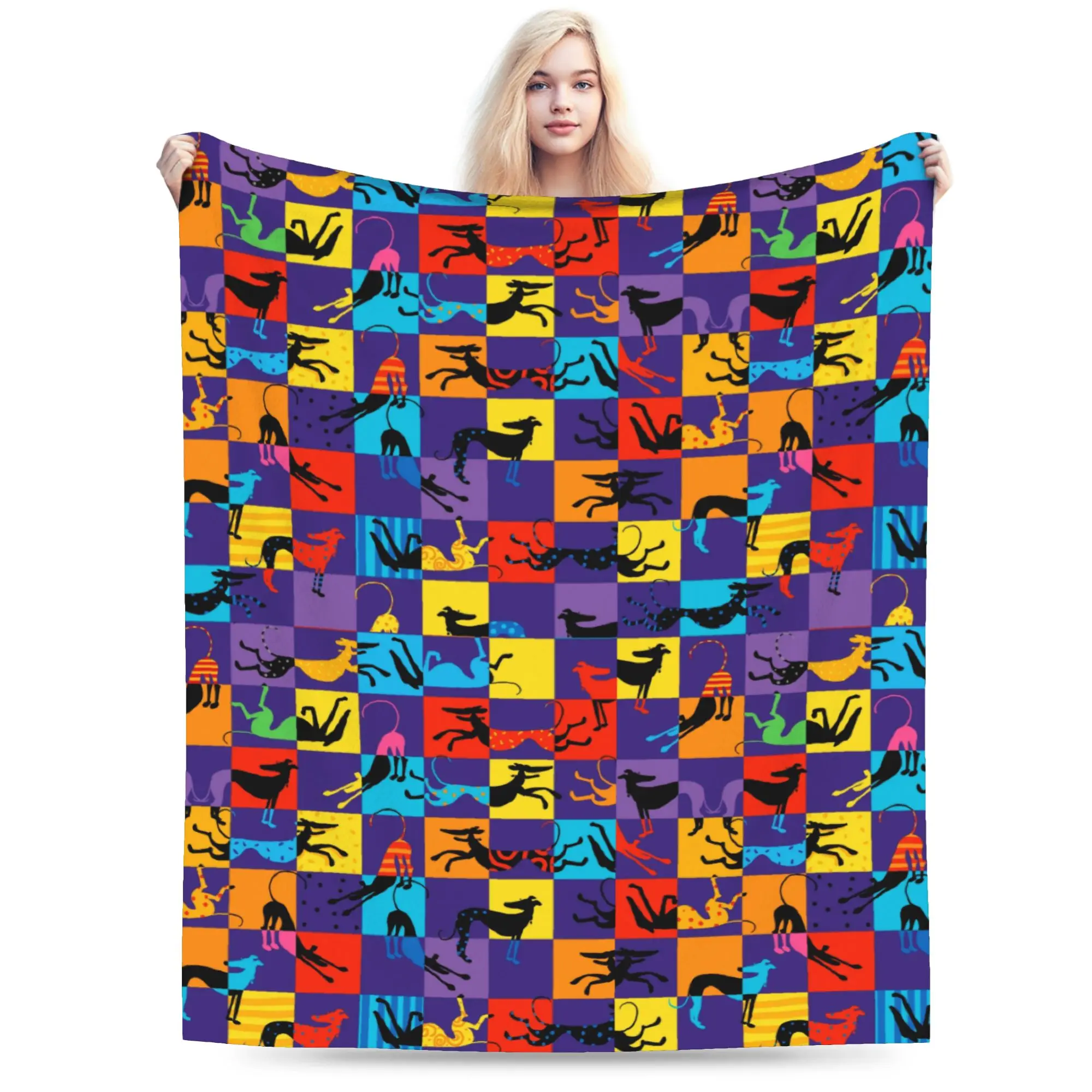 Custom Hounds Greyhound Dog Blankets Warm Flannel Animal Pop Art Throw Blanket for Home Bedroom Sofa