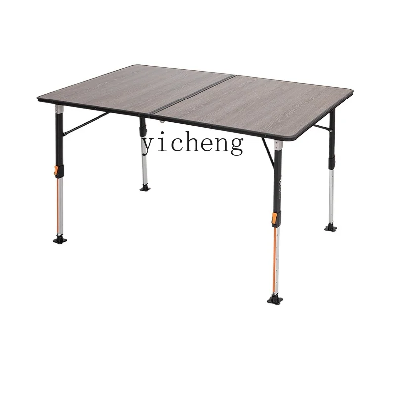 Tqh Outdoor Portable Folding Table Visual Lifting Glass Fiber Slide Table Camping Picnic Barbecue Table Desk