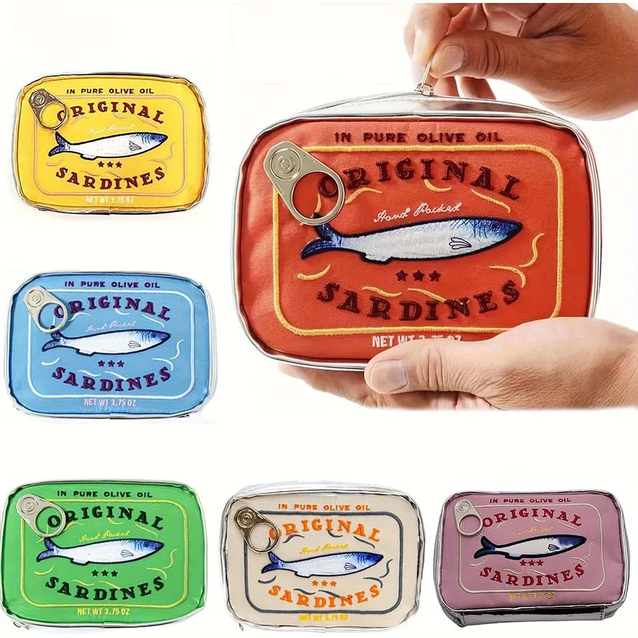 Linda bolsa de cosméticos sardine, bolsa de cosméticos de viaje, bolsa de lavado impermeable, bolsa de almacenamiento de accesorios, buen regalo para vacaciones
