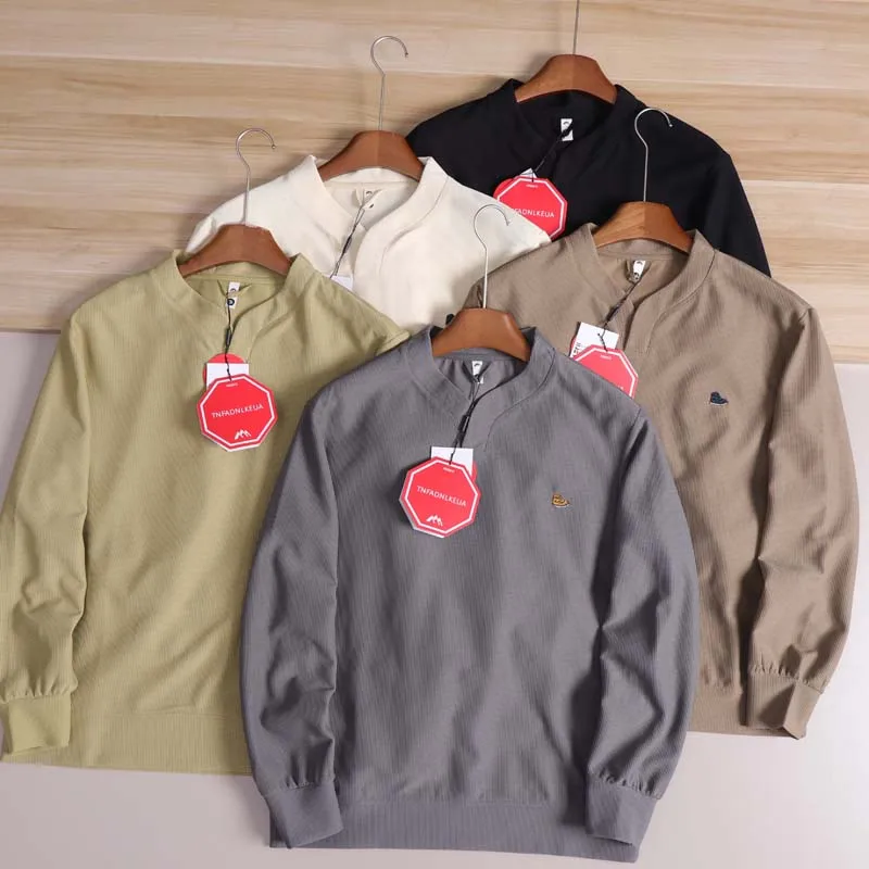 

Men's Casual Outdoor Hoodie Breathable Quick Dry Spring New Loose Fit Texture Polyester Fiber V-Neck Long Sleeve Sweatshirt