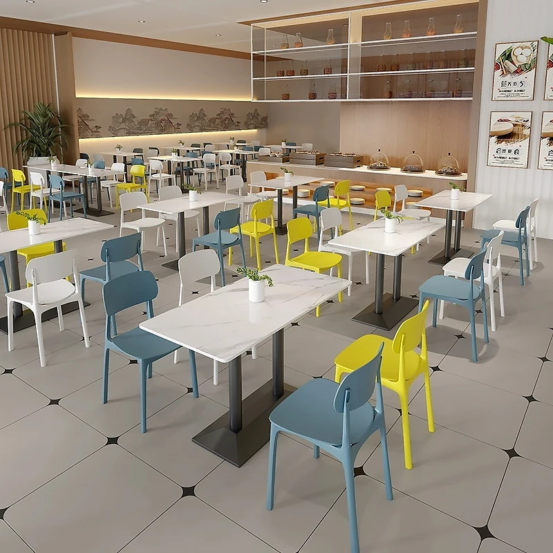 

School Cafeteria Fast Food Restaurant Coffee Shop Commercial Furniture Modern Dining Table 4 Chairs Sintered Stone Dining Table