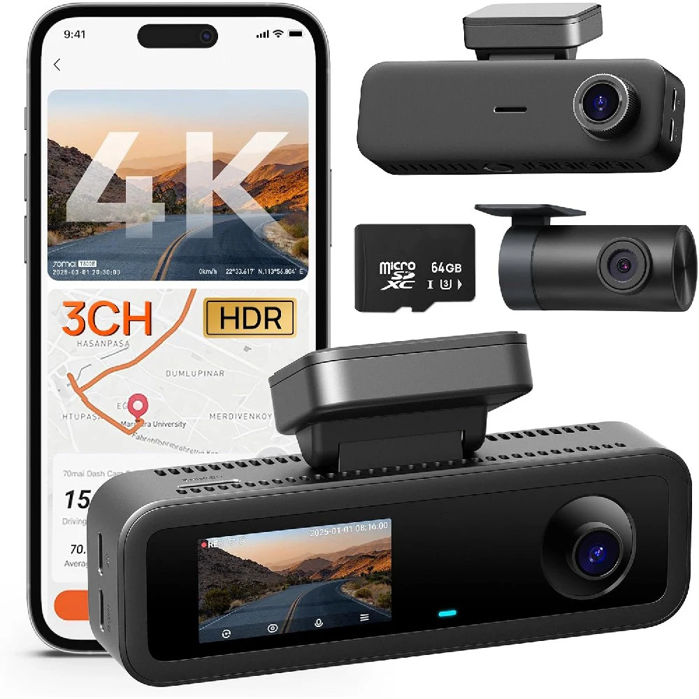 

New 4K cameras car WiFi camera built-in GPS gravity sensor 170 wide-angle 3-inch screen 24H parking mode Parking monitoring