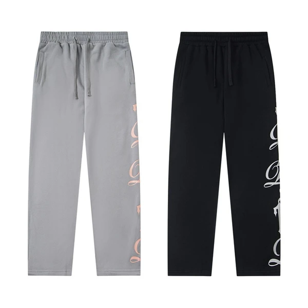 

High Street Loose Fit Fce Lined Printed Straight Leg Pants Hip Hop Casual Trousers Autumn Winter Trendy Cotton Sweatpants