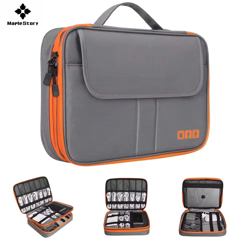 

Travel Double Layer Digital Storage Pouch Charger USB Data Cable Bag Organizer Waterproof Electronic Accessory Cable Storage Bag