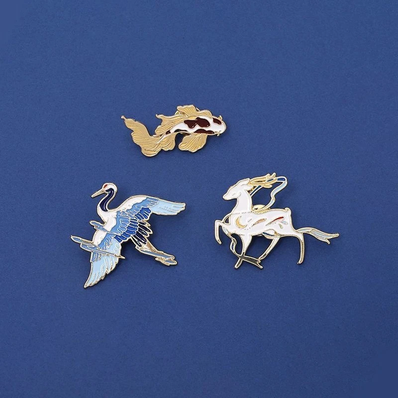 New Vintage Crane Deer Koi Brooch Creative Commute Gift Badge Pin Accessories DIY Clothing Bags Shoes Hat Scarf T-shirt Jeans