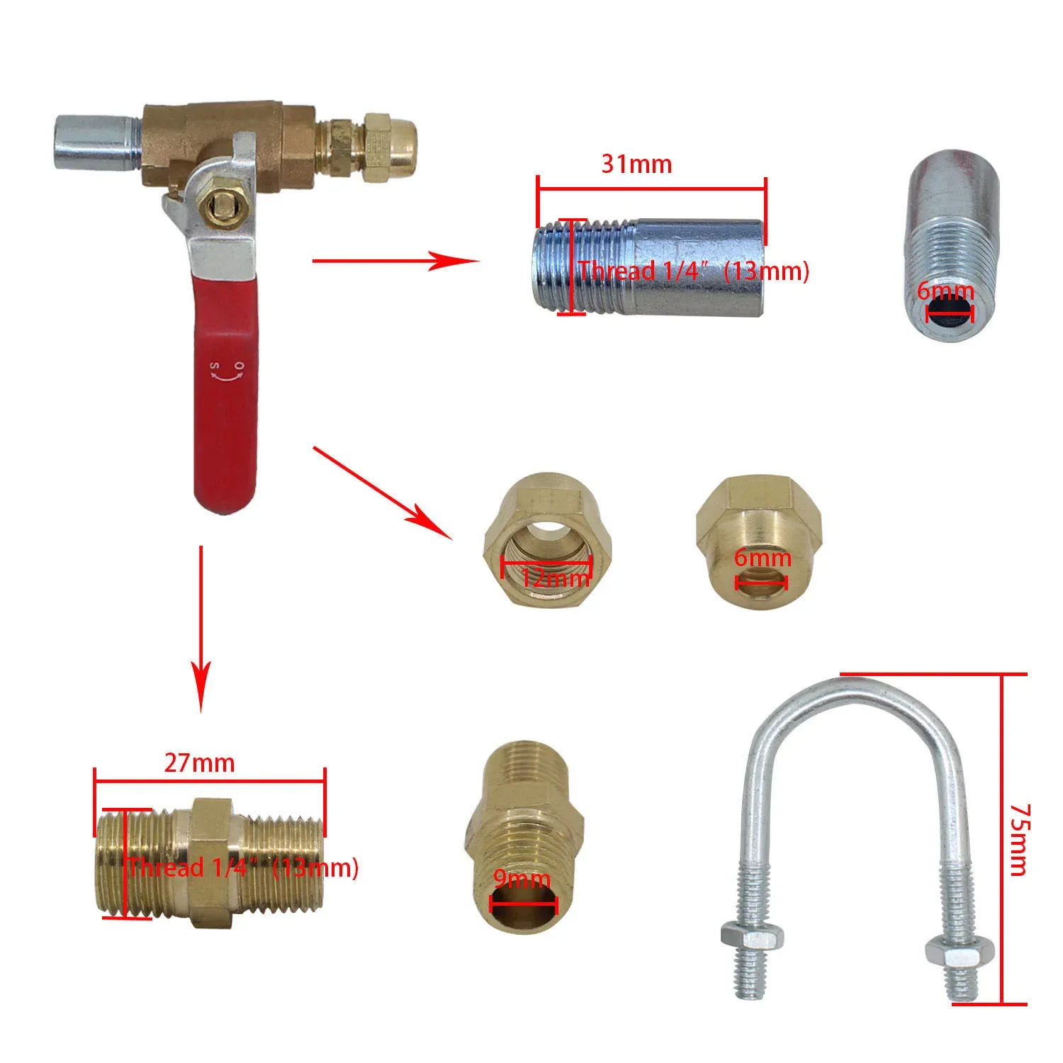 Propane Gas Forge Burner Venturi Kit with Head Stainless Steel Hose for Melting Furnace Burner